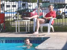 Kyle in swimming pole at Cascade Meadows RV Resort
